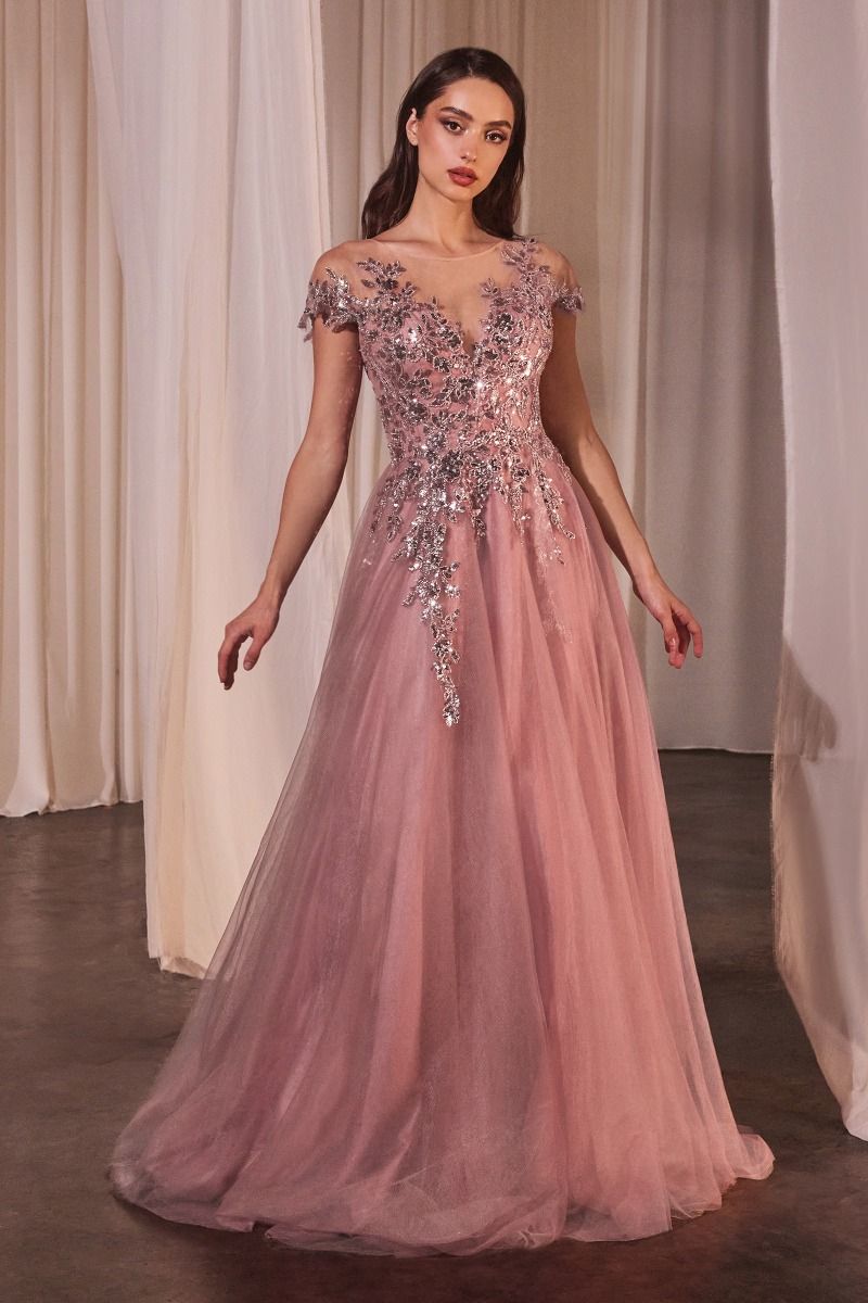 Ariadni Cap Sleeve Ball Gown