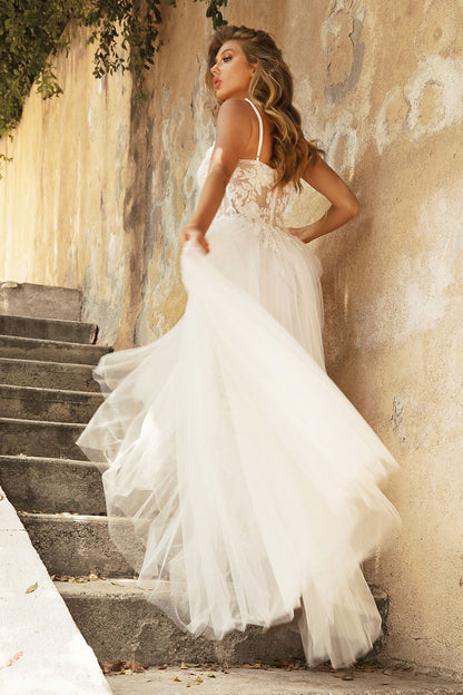 Enchanting A-line bridal gown with layers of luxurious tulle