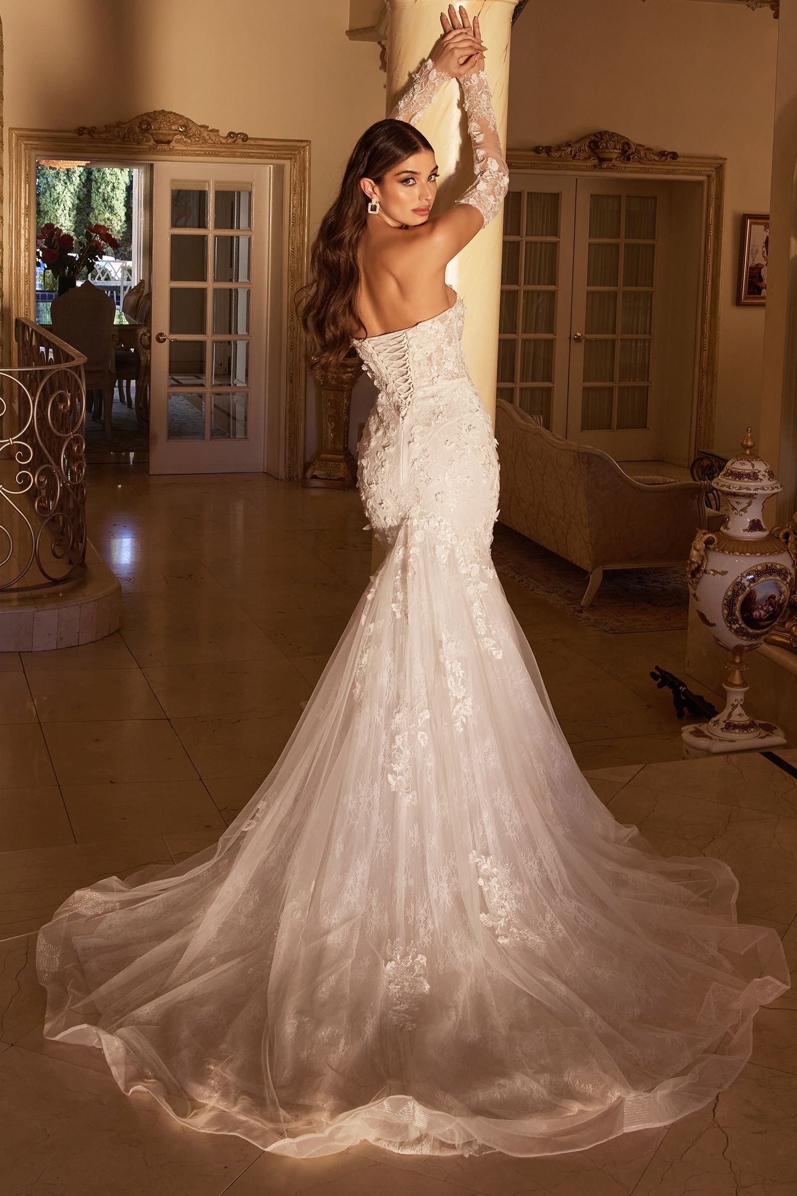 Timeless lace and tulle bridal gown with customizable fit