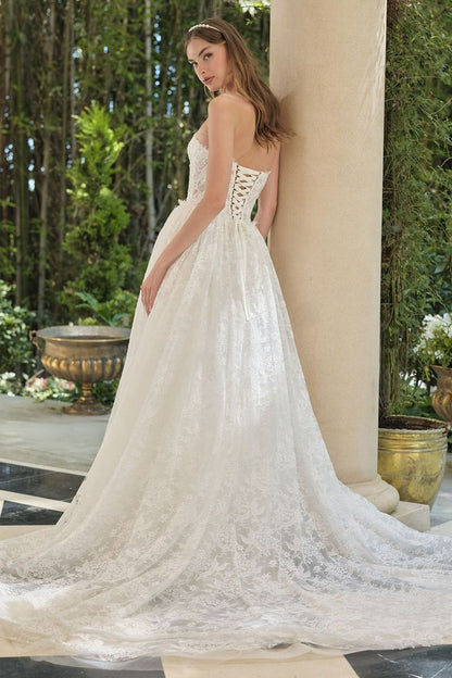 Timeless Romance Strapless A-Line Lace Wedding Gown