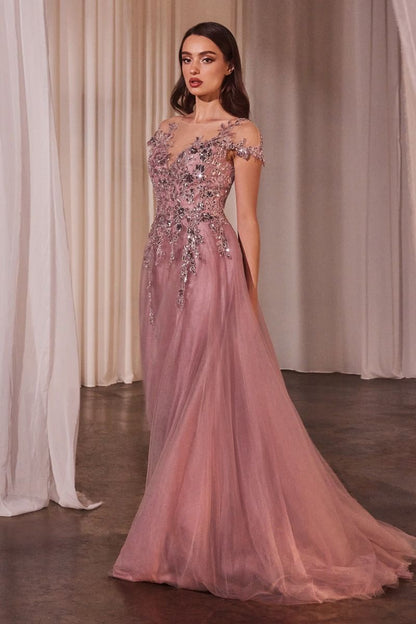 Ariadni Cap Sleeve Ball Gown