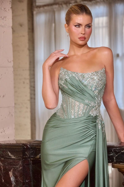 Nicole Asymmetrical Strapless Gown