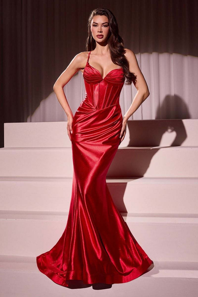 Kyra Glitter Satin Mermaid Gown