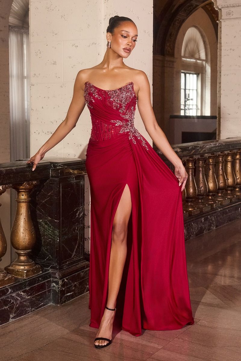 Nicole Asymmetrical Strapless Gown