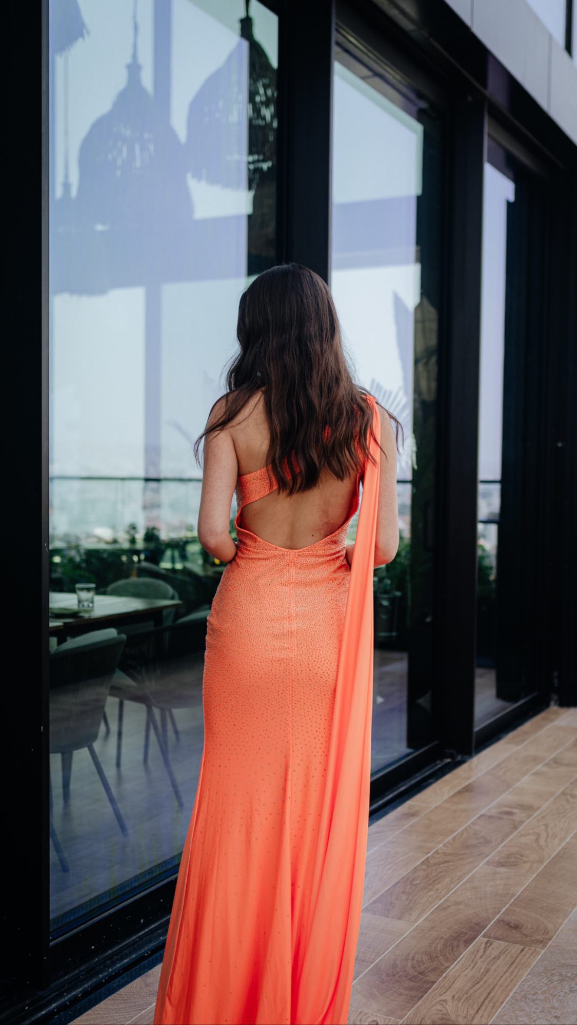 backless orange formal evening gowns europe 