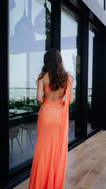 backless orange formal evening gowns europe 