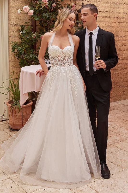 Lace applique wedding dress 