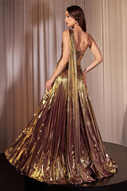 Valerie Metallic Pleated Gown