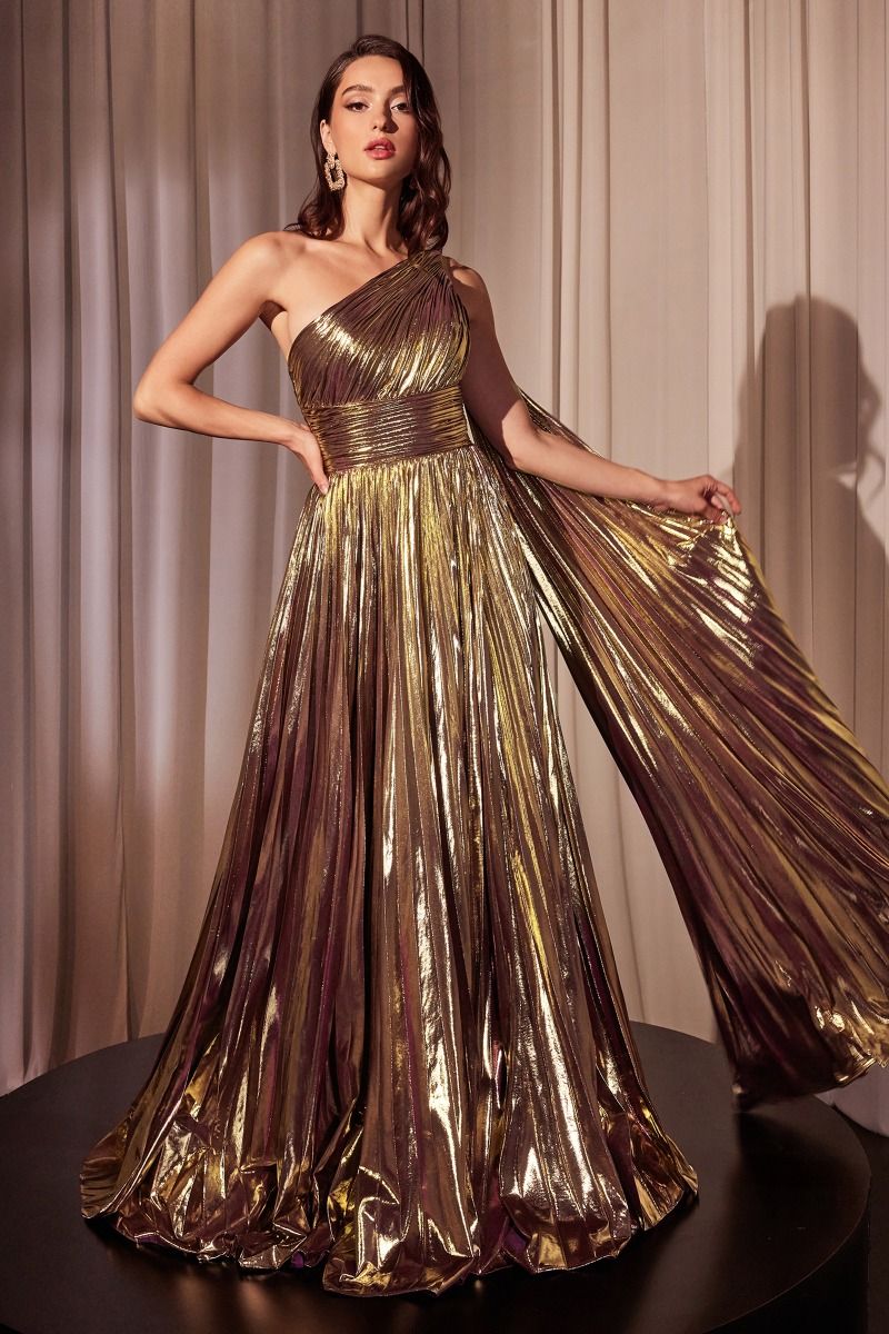 Valerie Metallic Pleated Gown