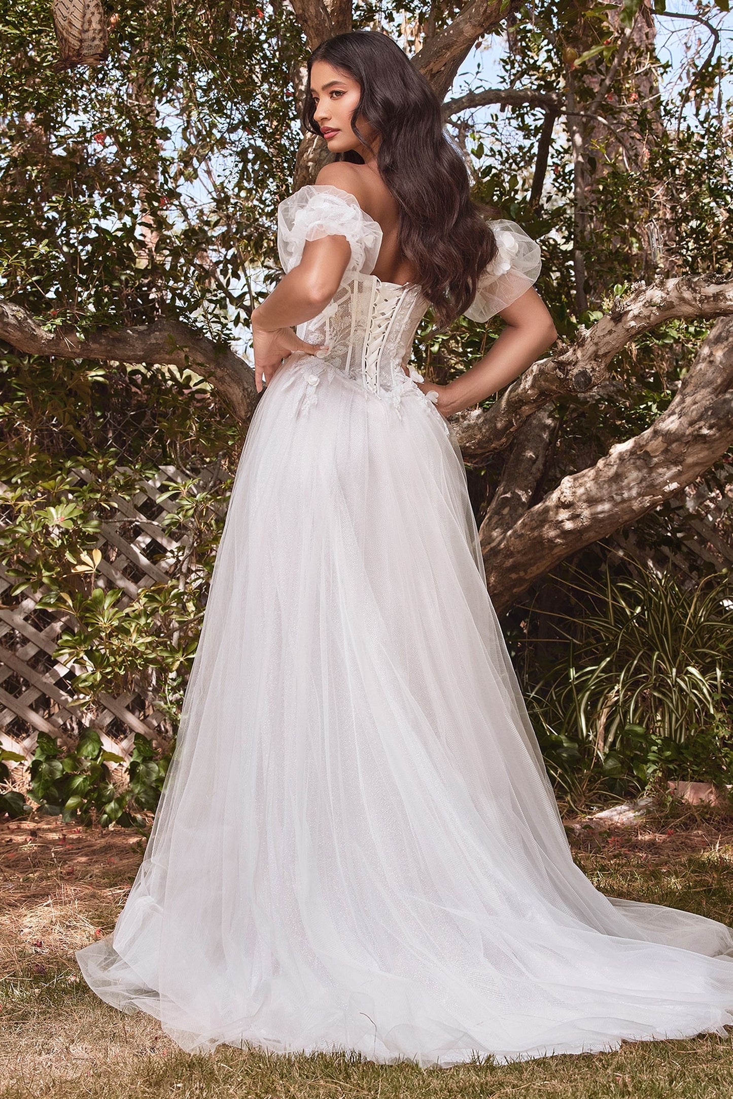 Enchanting bridal gown adorned with beautiful floral appliques