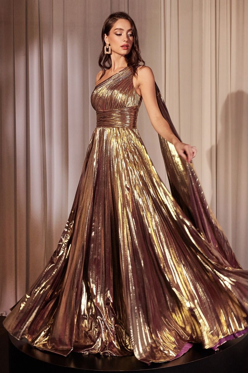 Valerie Metallic Pleated Gown