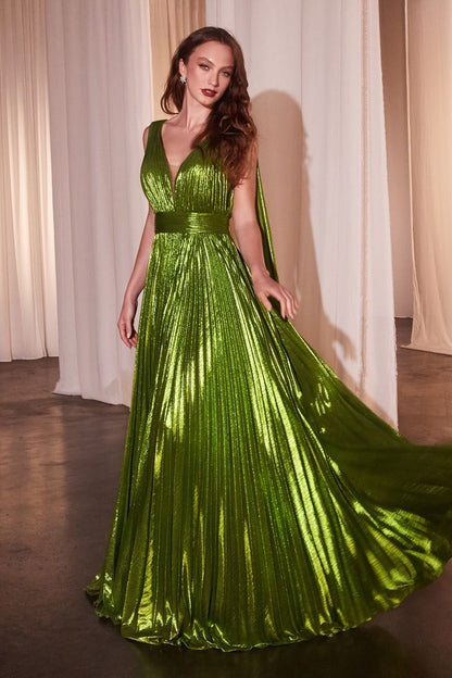 Virginia Metallic Pleated Gown