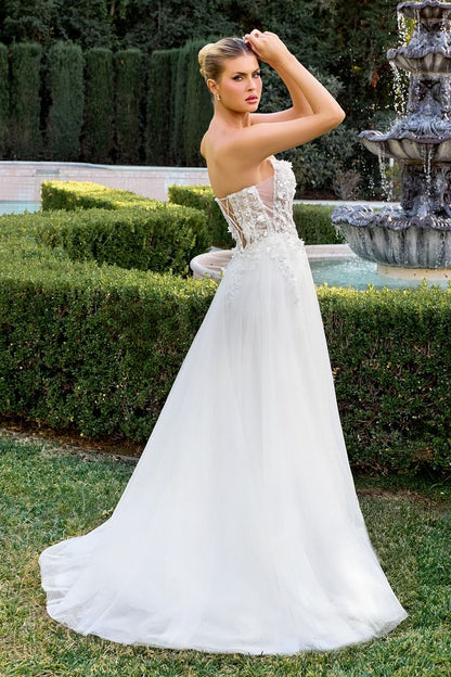 The Elowen Gown – Romantic Strapless A-Line Wedding Dress with 3D Floral Lace