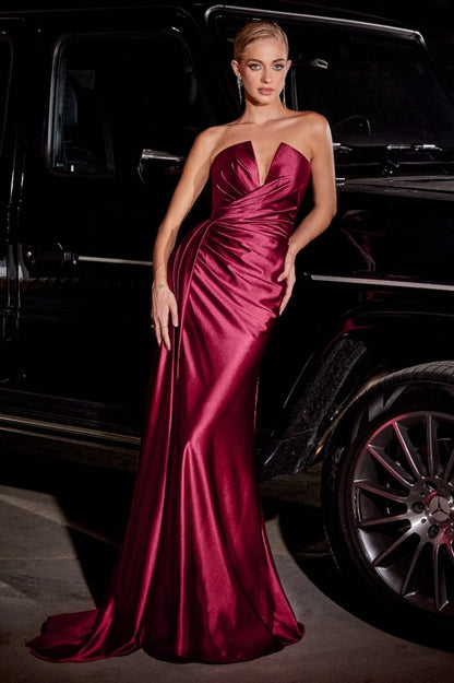 deep red satin luxury dress gown 