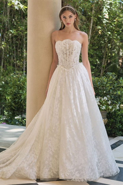 Timeless Romance Strapless A-Line Lace Wedding Gown