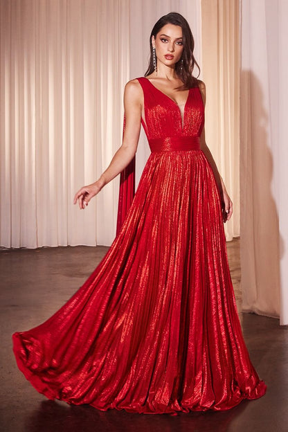 Virginia Metallic Pleated Gown