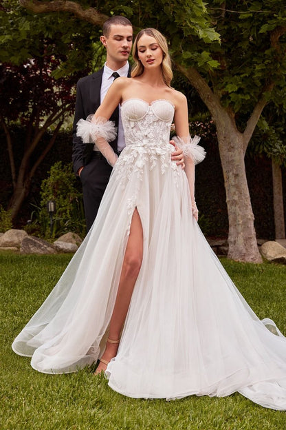 Wedding Dress | Strapless A-Line Bridal Gown With Gloves GALINA COUTURE Wedding Dress | Strapless A-Line Bridal Gown With Gloves GALINA COUTURE