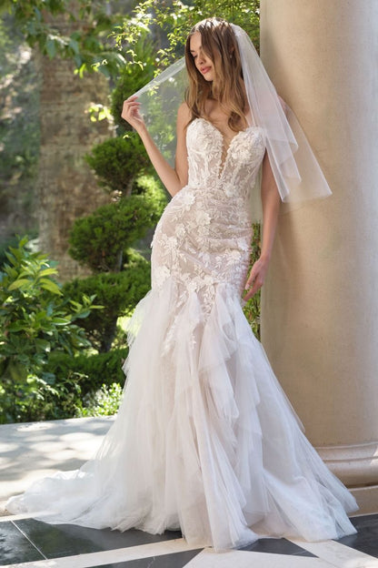 Sydney Fit & Flare Wedding Dress with 3D Floral Appliqué