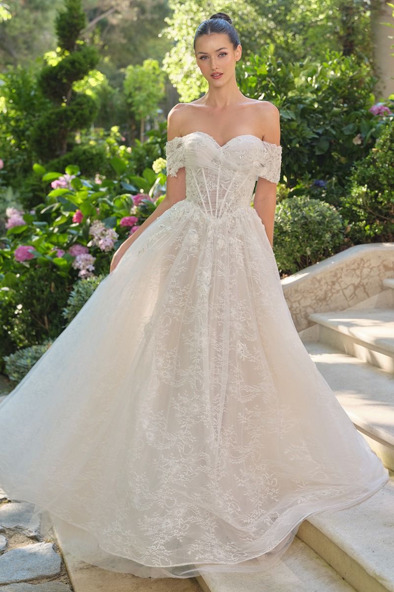 Erika Off-the-Shoulder Ball Gown with Corset Bodice