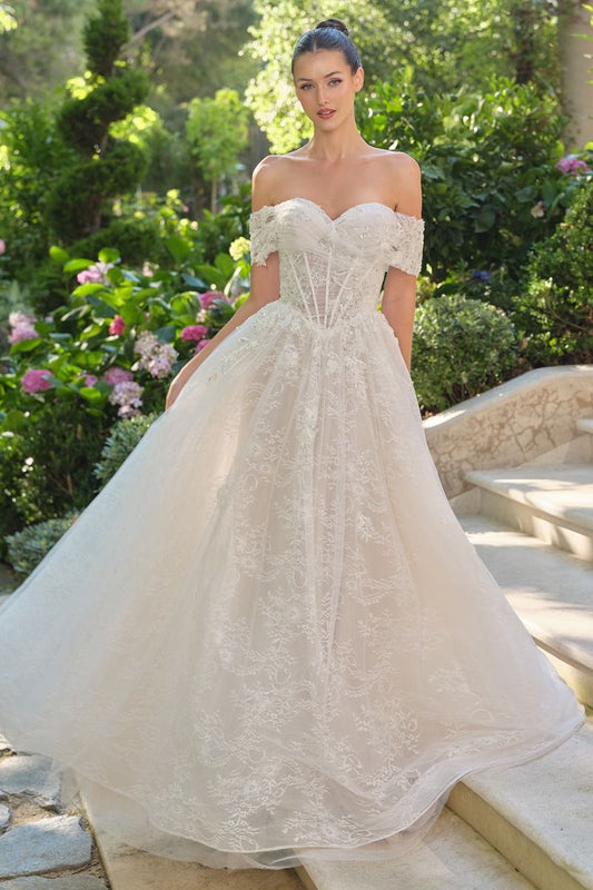 Erika Off-the-Shoulder Ball Gown with Corset Bodice