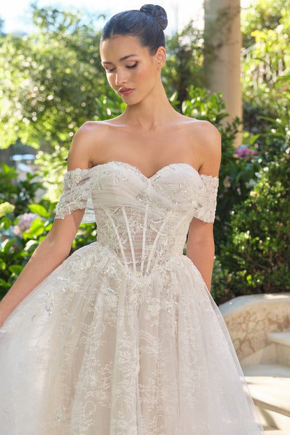 Erika Off-the-Shoulder Ball Gown with Corset Bodice