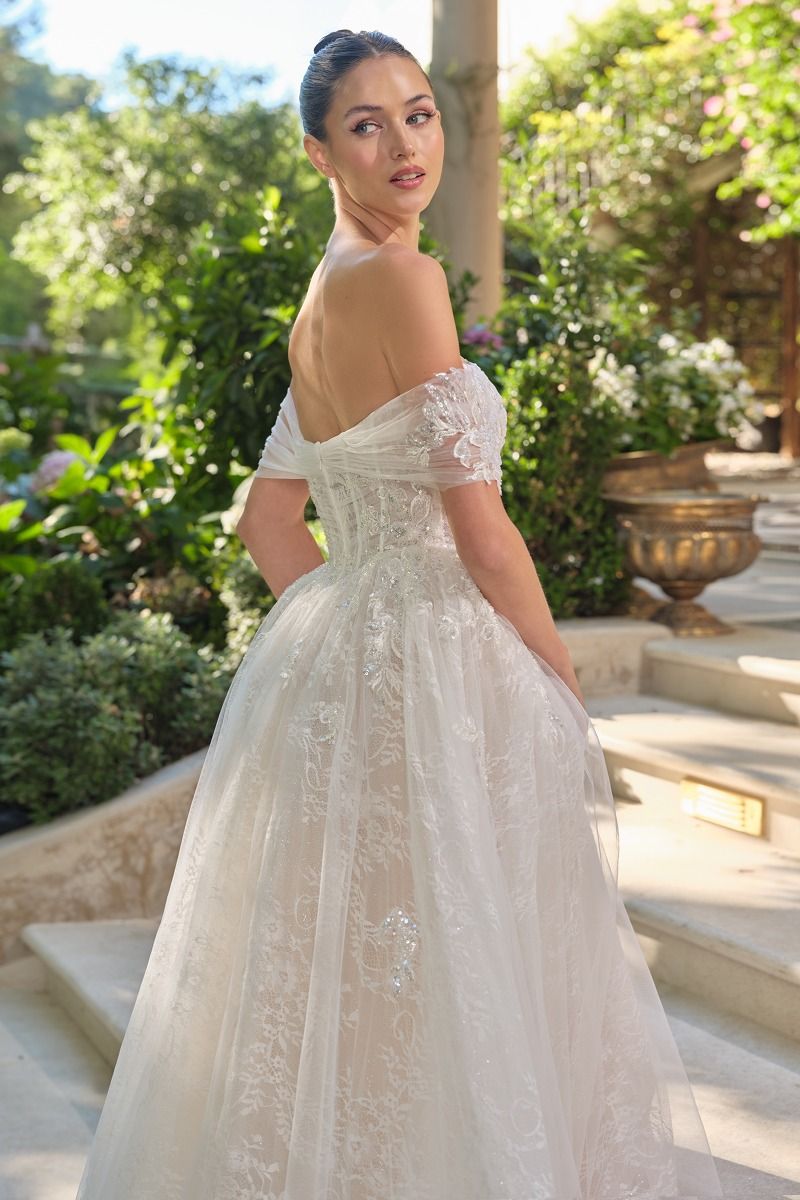 Erika Off-the-Shoulder Ball Gown with Corset Bodice
