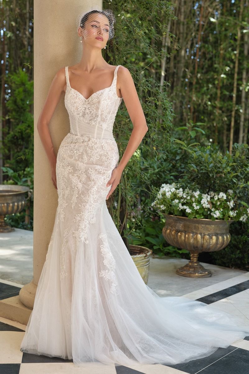 Jasmine Mermaid Wedding Dress with Lace & Sheer Bodice