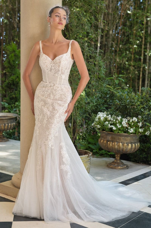 Jasmine Mermaid Wedding Dress with Lace & Sheer Bodice