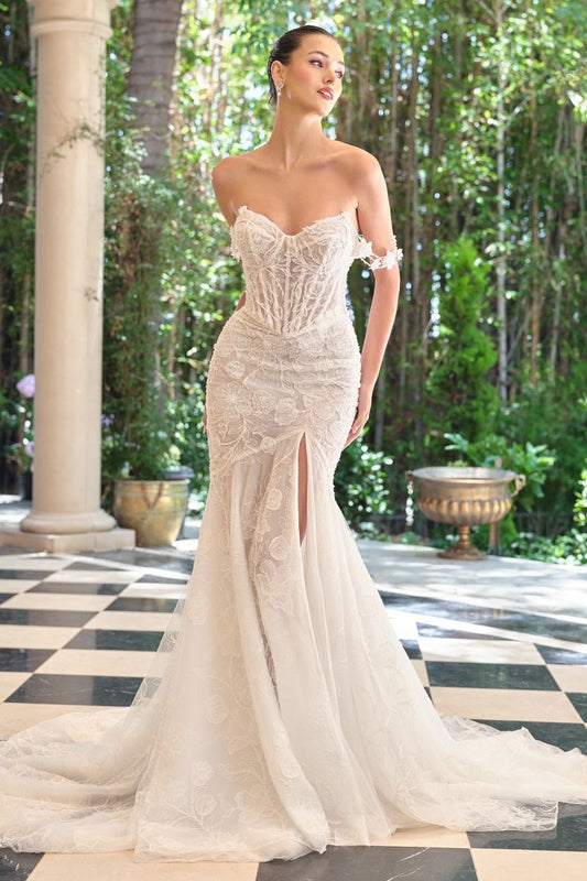Lia Fitted Wedding Dress with Illusion Corset & 3D Floral Lace