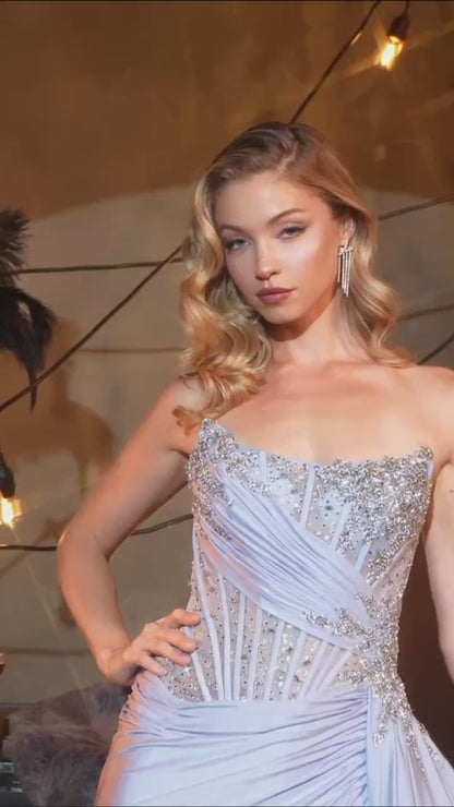 Nicole Asymmetrical Strapless Gown