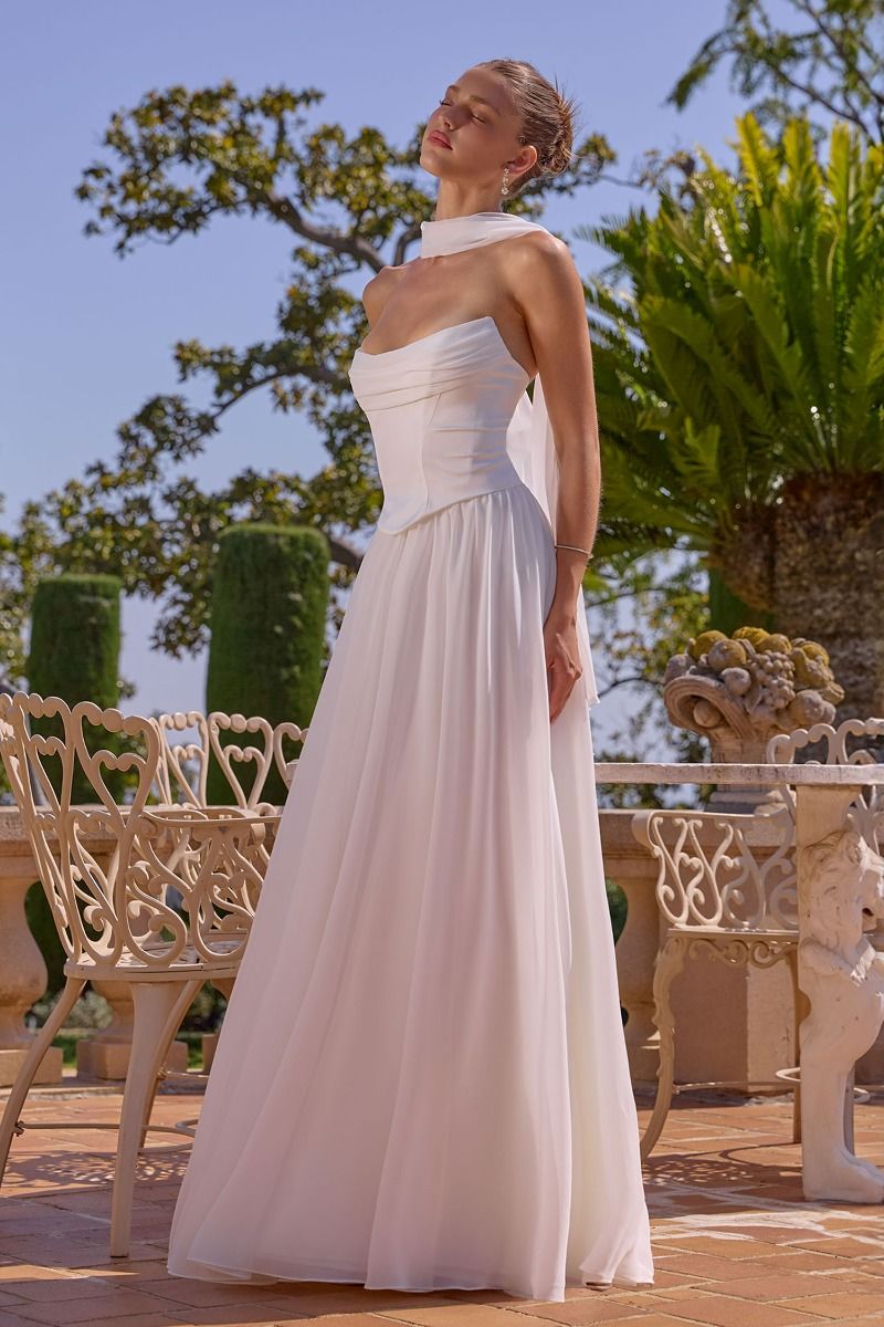Aurelie - Satin & Chiffon A-Line Gown