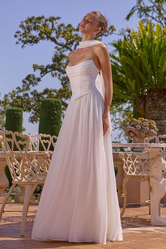 Aurelie - Satin & Chiffon A-Line Gown
