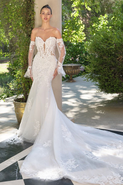 Elodie - Timeless Mermaid Bridal Dress with Lace Sleeves